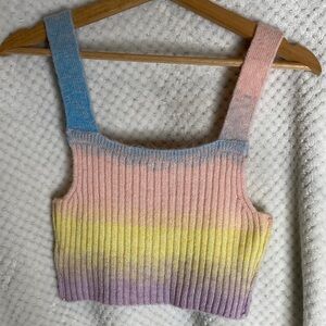 Urban Outfitters Pastel Ribbed Knit Cropped Top